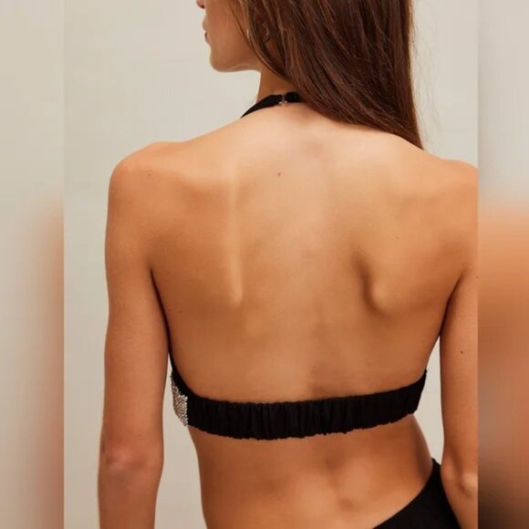 NWT Free People Of The Moment Halter Bralette in Black Size Large - Picture 2 of 11